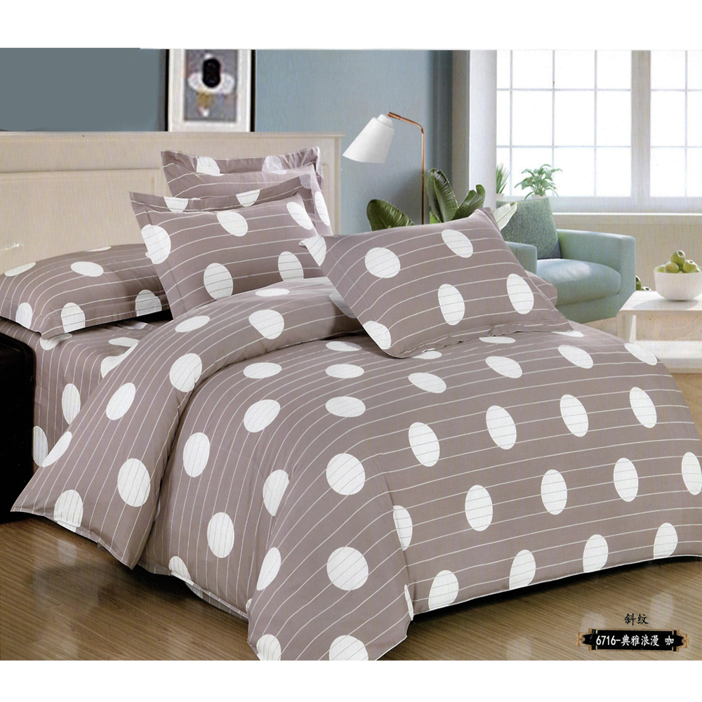 Nude Brown Dotted King Size Bed Sheet With 2 Pillow Cover