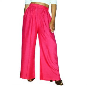 Watermelon Pink Cotton Free Size Palazzo