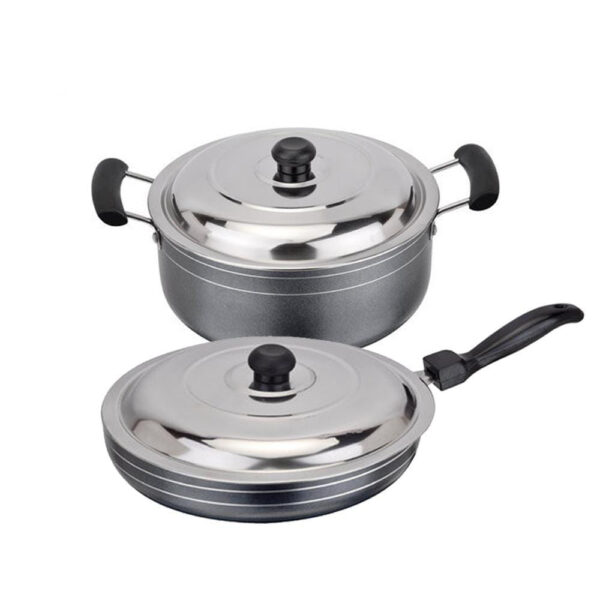 Classic Cookware Non Stick  Set Of Casserole Pot And Fry Pan With Ss Lid Large