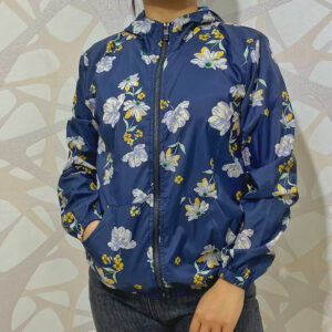 Flora Printed Super Lightweight Summer Windcheater for Ladies-Navy Blue