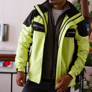 2 in 1 Waterproof Men’s Jacket suitable For Both Winter And Summer-Yellow & Black