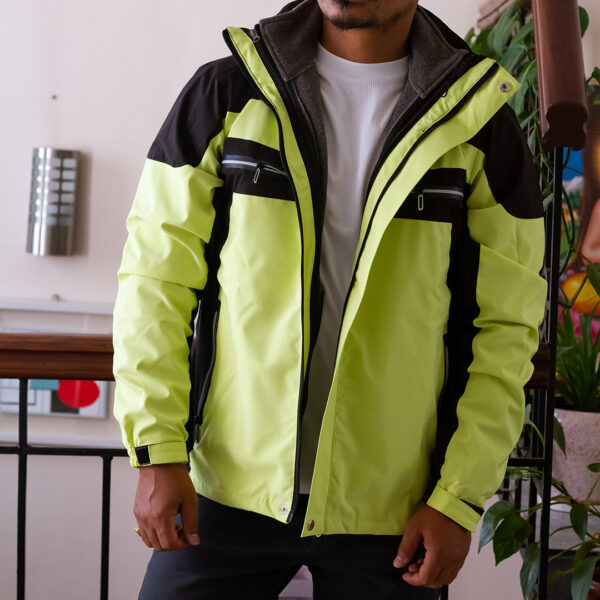 2 in 1 Waterproof Men's Jacket suitable For Both Winter And Summer-Yellow & Black - Image 5