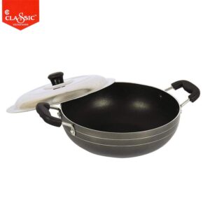 Classic Cookware Heavy Gauge Non-Stick Kadai 280 Mm With Stainless Steel Lid