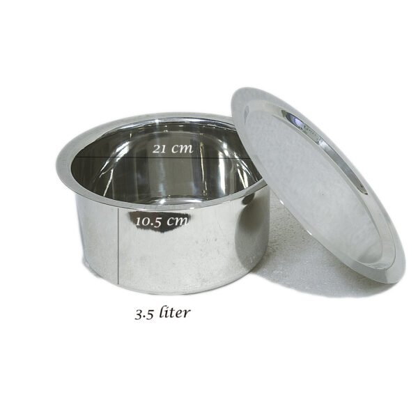 Stainless Steel Heavy Gauge Topia (Dikchi) With Lid 3.5 Liter - Image 3
