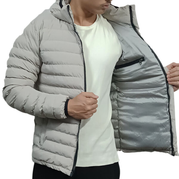 Ultra Light Warm Silicon Jacket For Men - Cream Silicon Winter Jackets For Men - Image 3